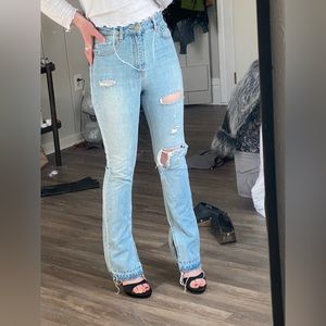 Zara Women’s Premium Denim, High Waisted Split Hem Size 2 Light Wash